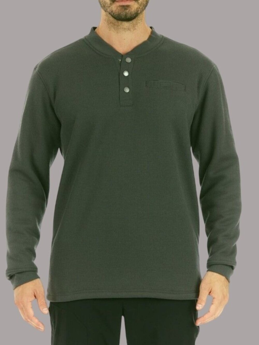 Smiths Workwear Mens XL  Brown Waffle Thermal Henley Shirt